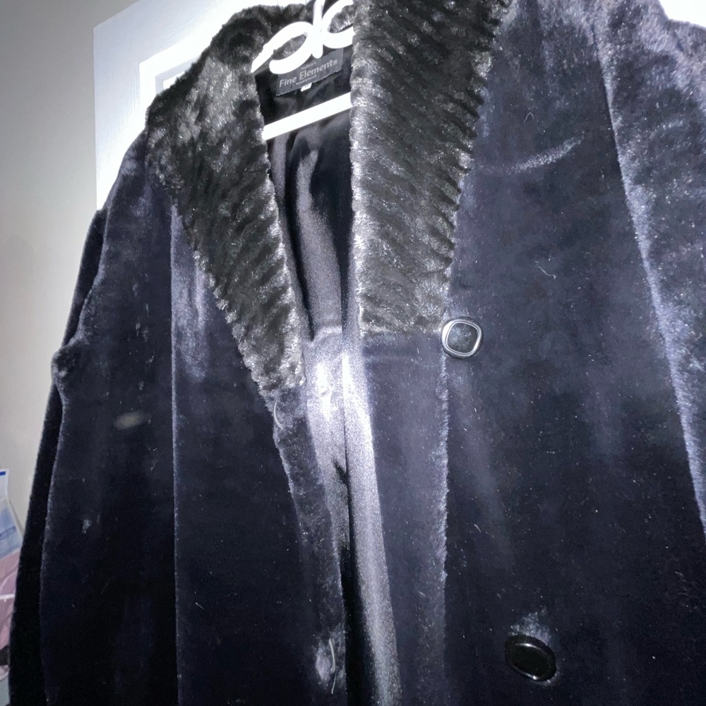 Elegant Black Faux Fur Coat